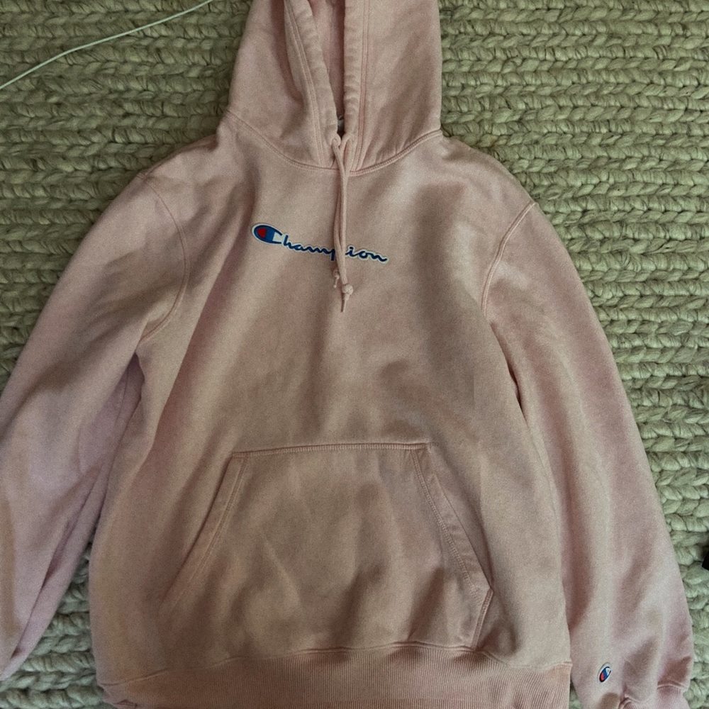 champion iron on pink hoodie